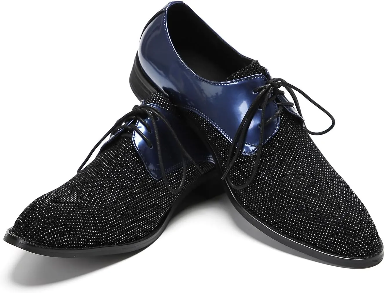 Santimon Black Dress Shoes Men Wingtip Oxfords Casual Wedding Two Tone Leather Derby Fashion Business Tuxedo Prom Shoes for Men