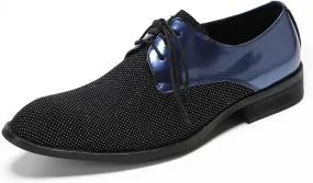 Santimon Black Dress Shoes Men Wingtip Oxfords Casual Wedding Two Tone Leather Derby Fashion Business Tuxedo Prom Shoes for Men