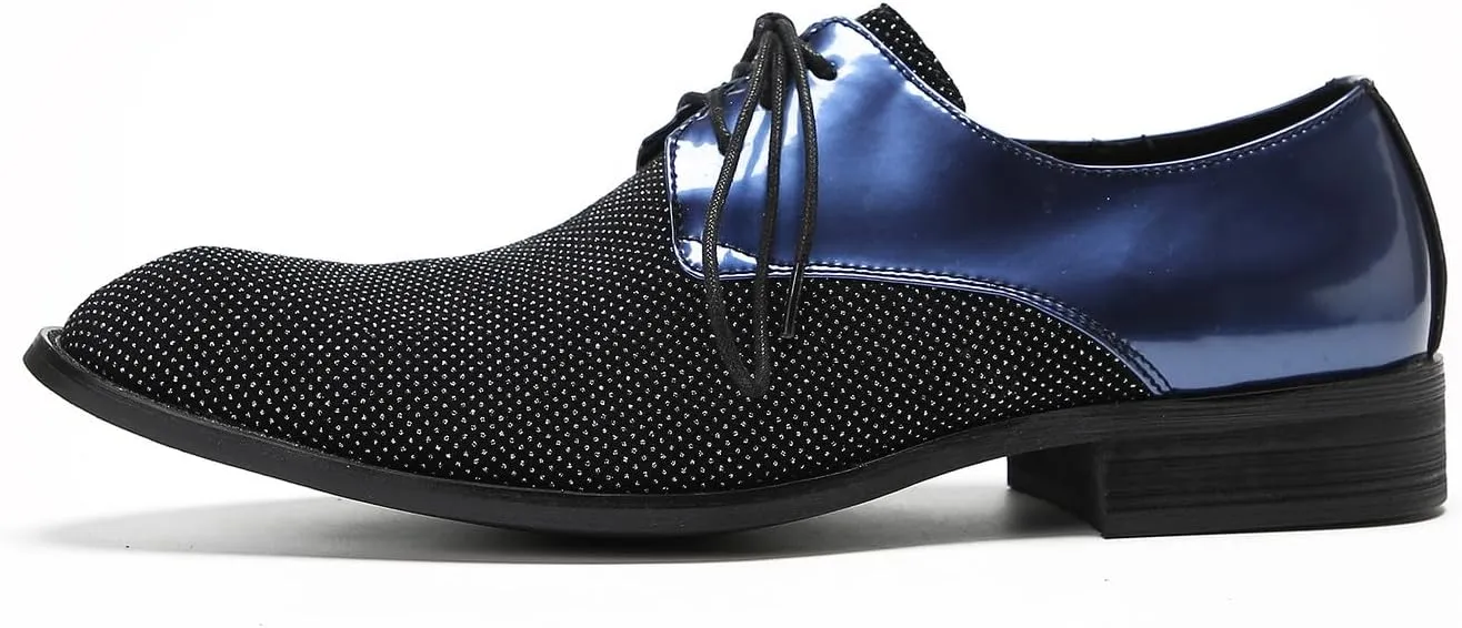 Santimon Black Dress Shoes Men Wingtip Oxfords Casual Wedding Two Tone Leather Derby Fashion Business Tuxedo Prom Shoes for Men