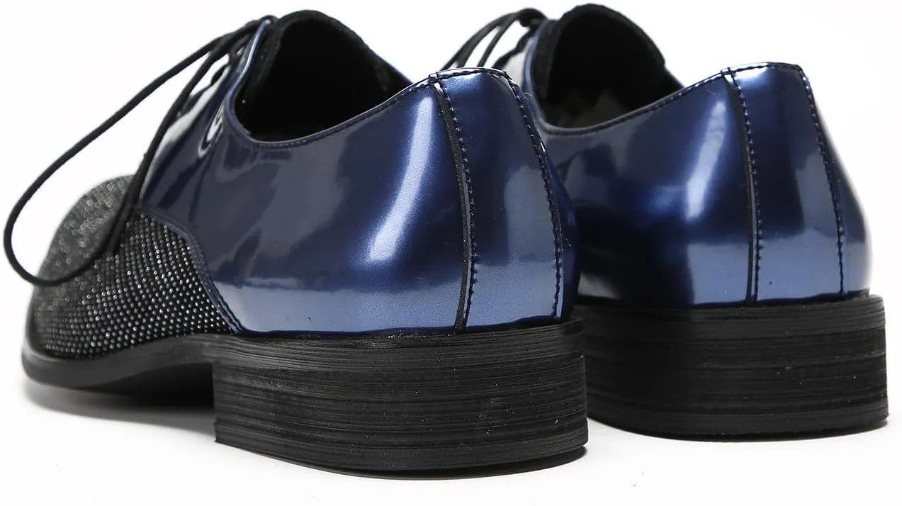 Santimon Black Dress Shoes Men Wingtip Oxfords Casual Wedding Two Tone Leather Derby Fashion Business Tuxedo Prom Shoes for Men