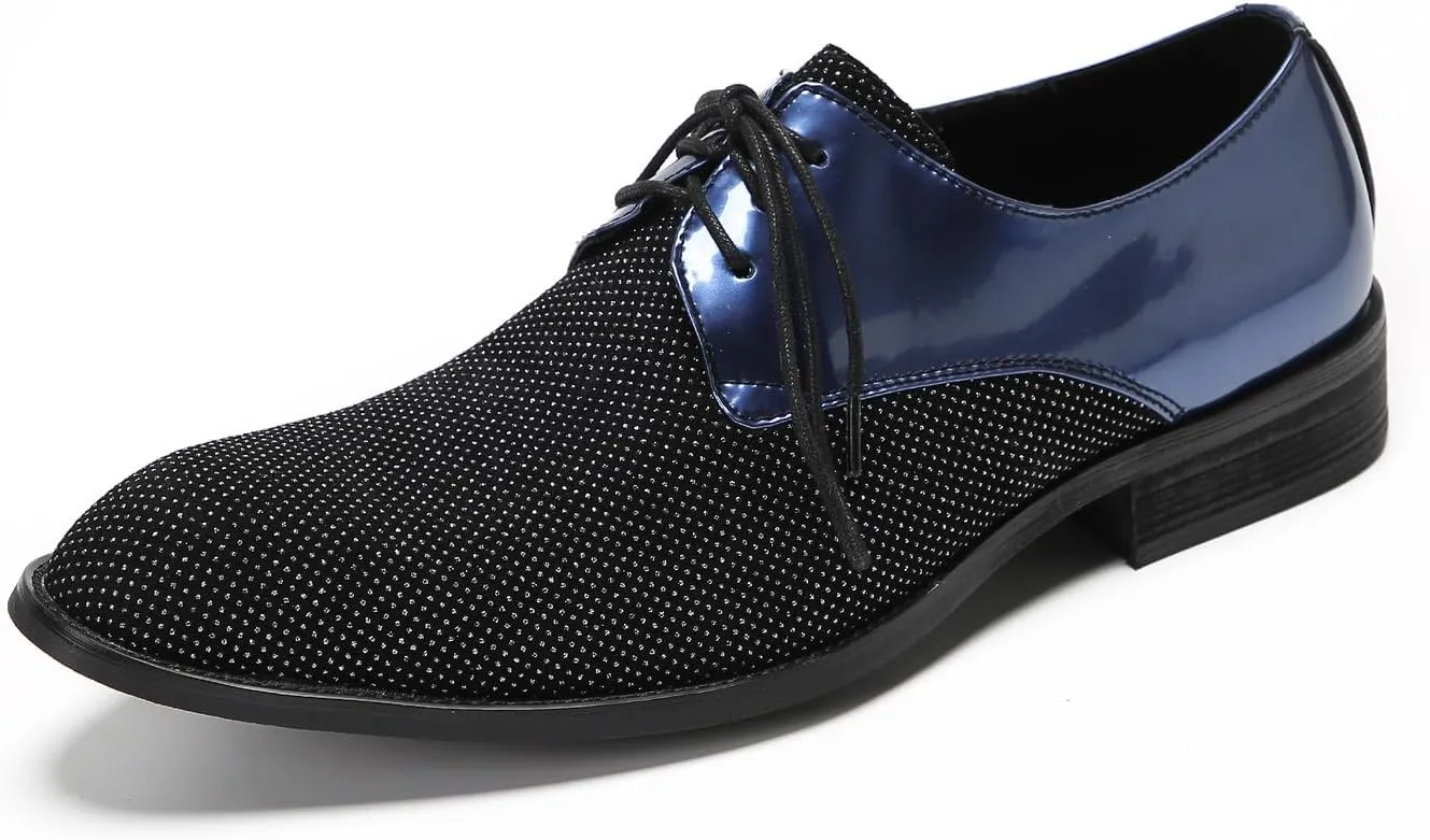 Santimon Black Dress Shoes Men Wingtip Oxfords Casual Wedding Two Tone Leather Derby Fashion Business Tuxedo Prom Shoes for Men