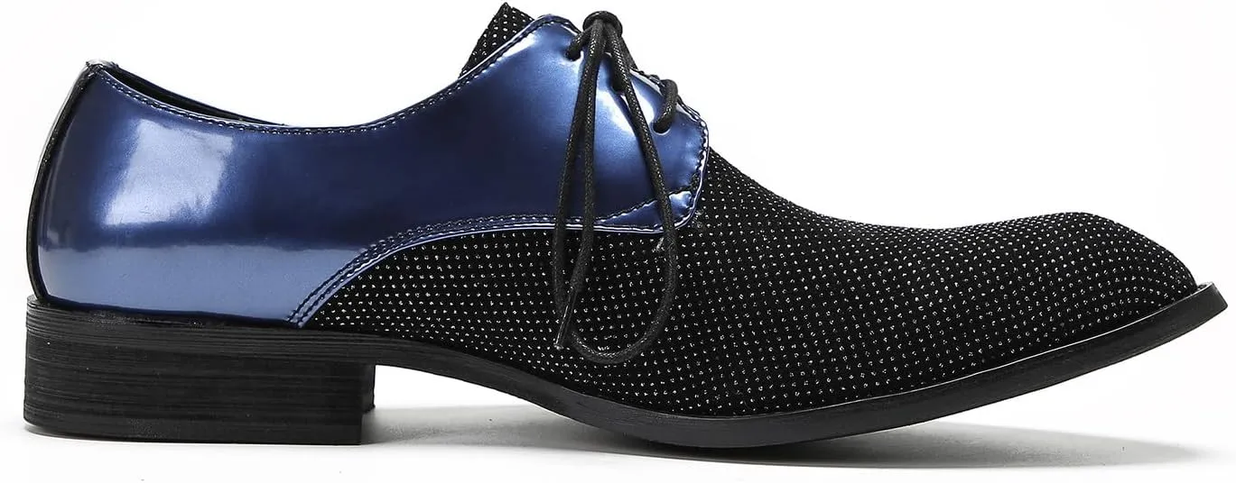 Santimon Black Dress Shoes Men Wingtip Oxfords Casual Wedding Two Tone Leather Derby Fashion Business Tuxedo Prom Shoes for Men