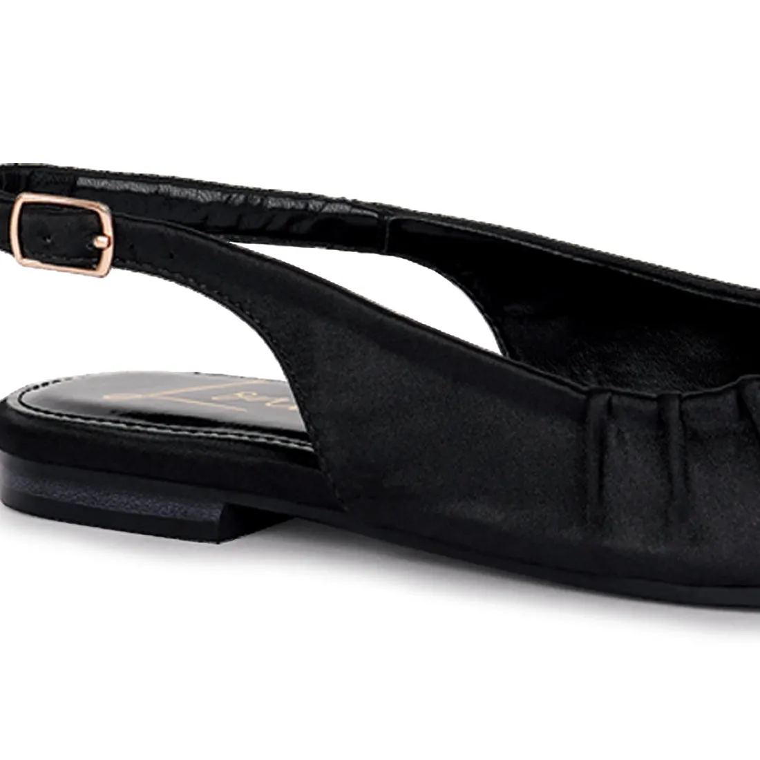 Satin Square Toe Flat Slingbacks