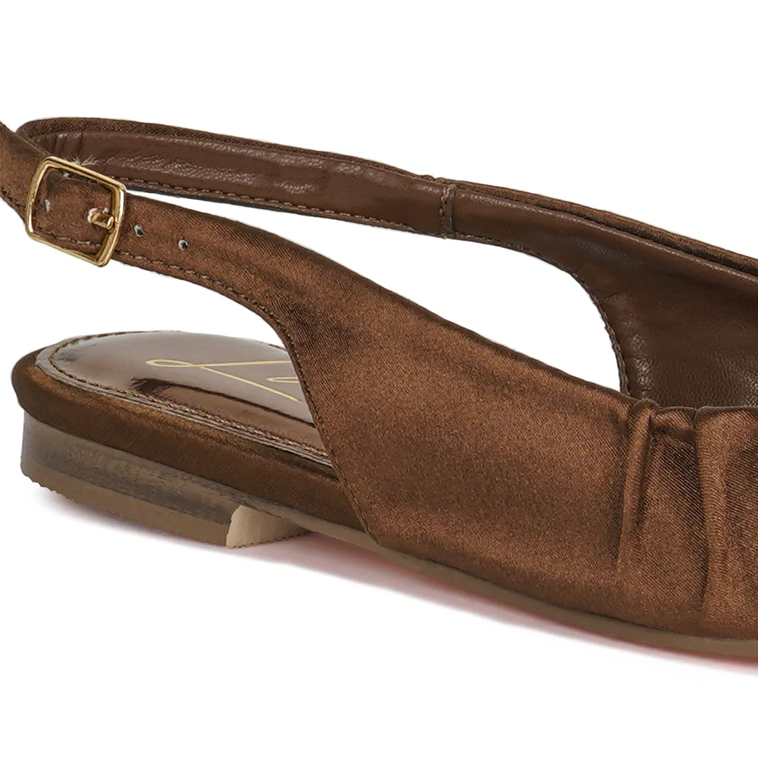 Satin Square Toe Flat Slingbacks