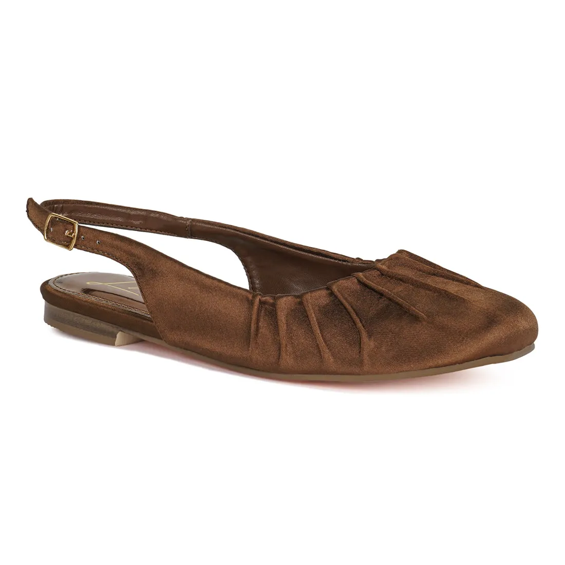 Satin Square Toe Flat Slingbacks