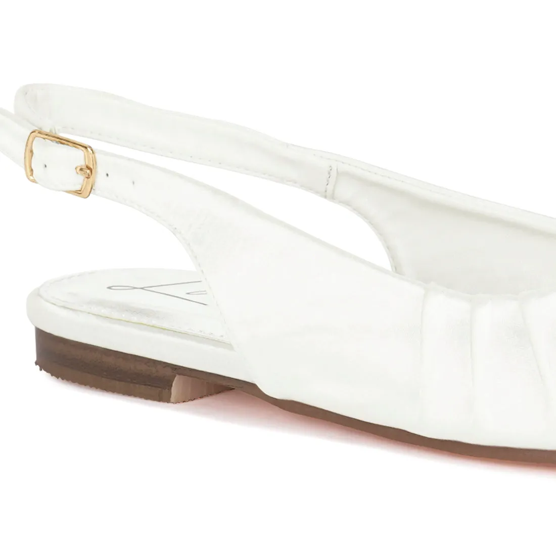 Satin Square Toe Flat Slingbacks