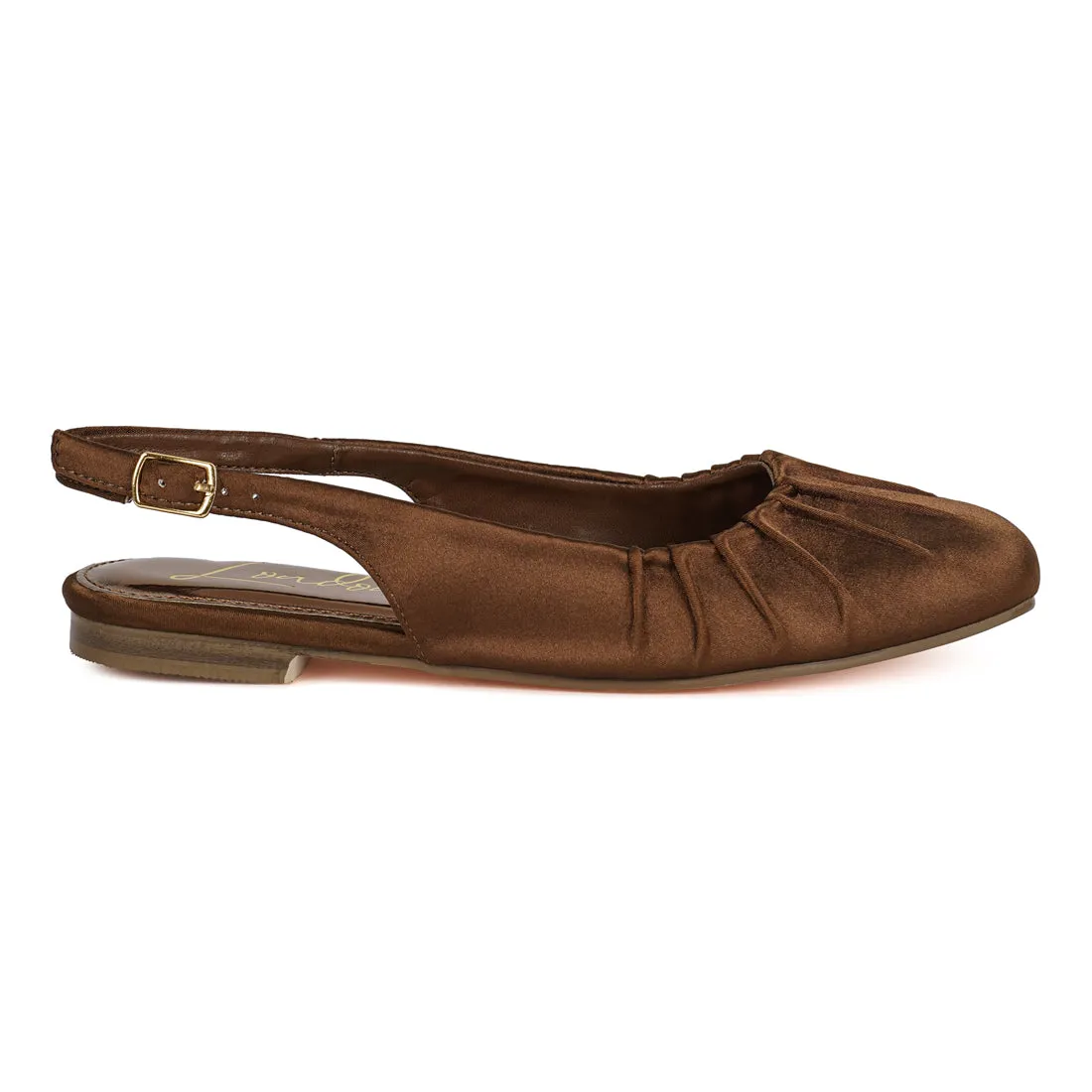 Satin Square Toe Flat Slingbacks