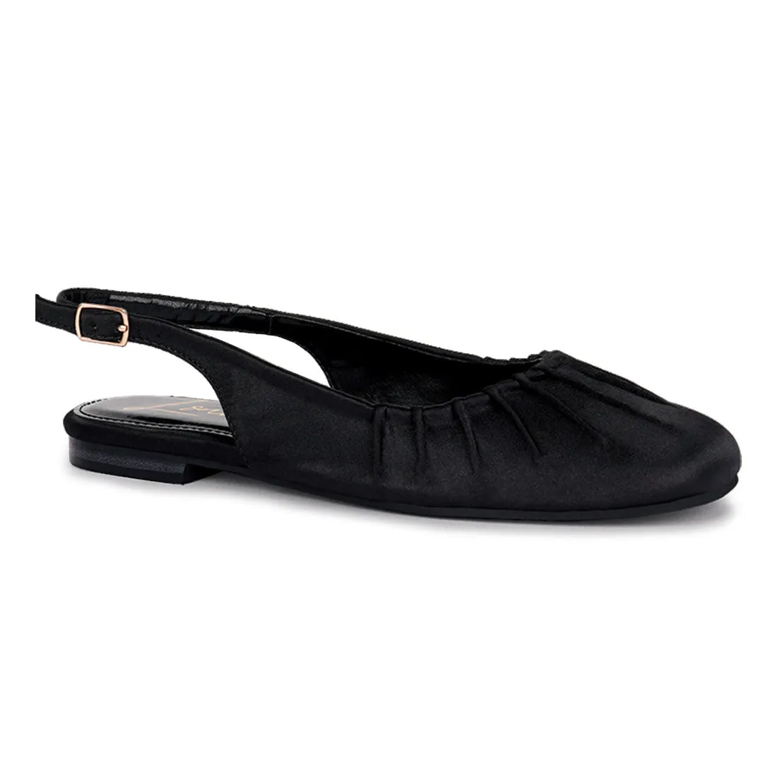 Satin Square Toe Flat Slingbacks