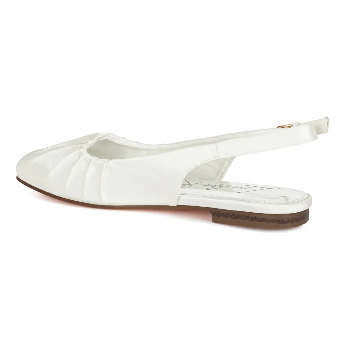 Satin Square Toe Flat Slingbacks