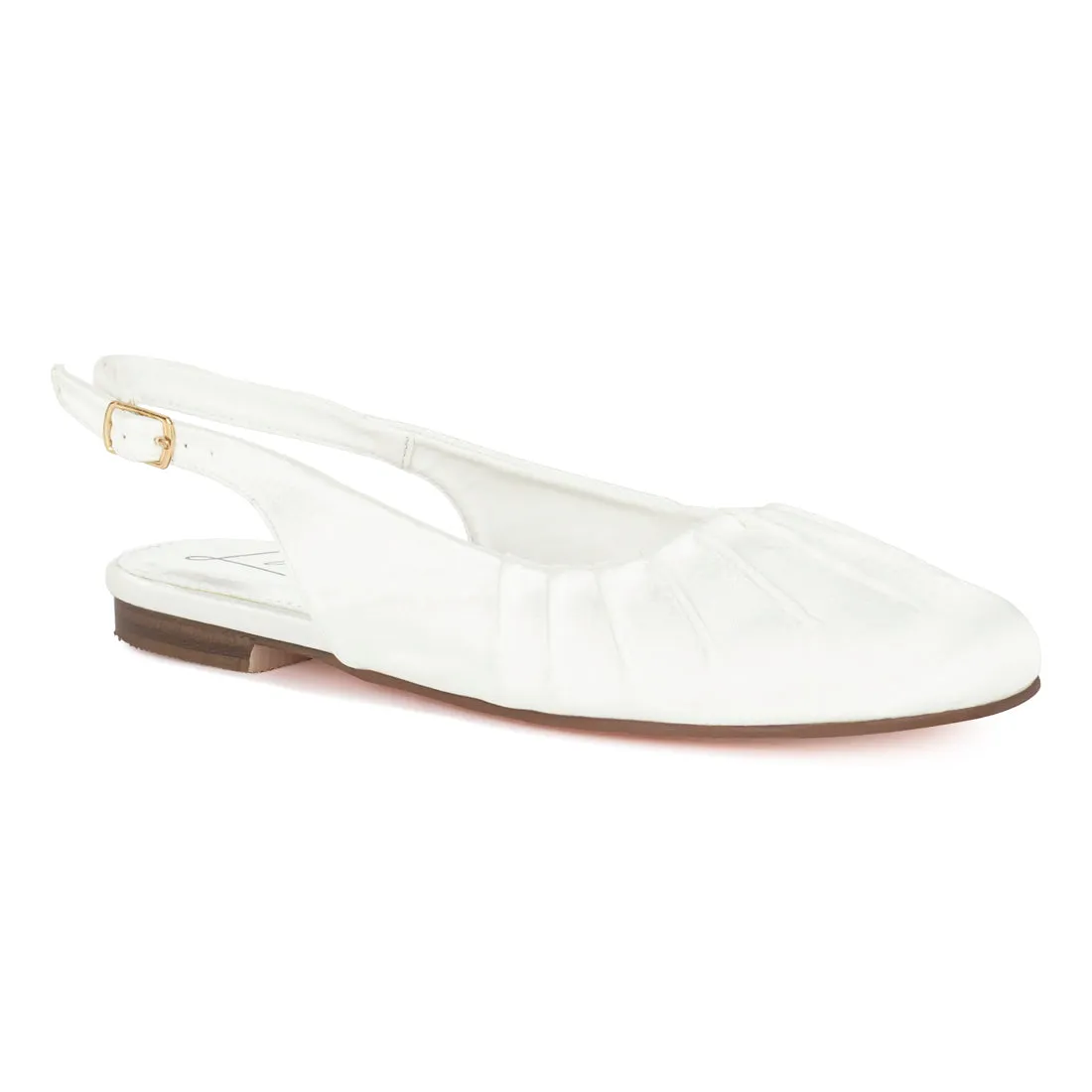 Satin Square Toe Flat Slingbacks