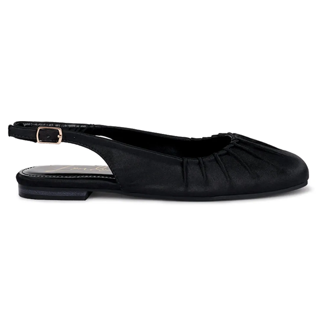 Satin Square Toe Flat Slingbacks