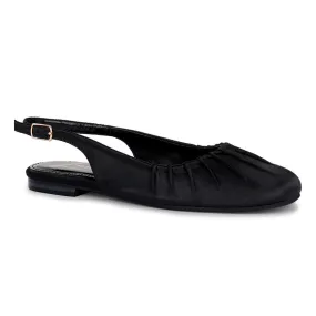 Satin Square Toe Flat Slingbacks