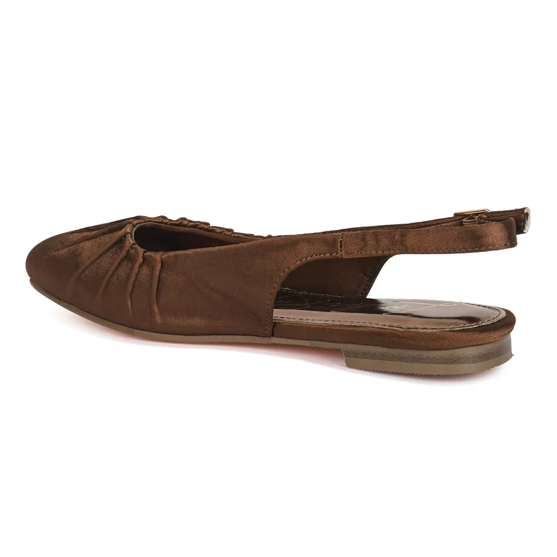 Satin Square Toe Flat Slingbacks