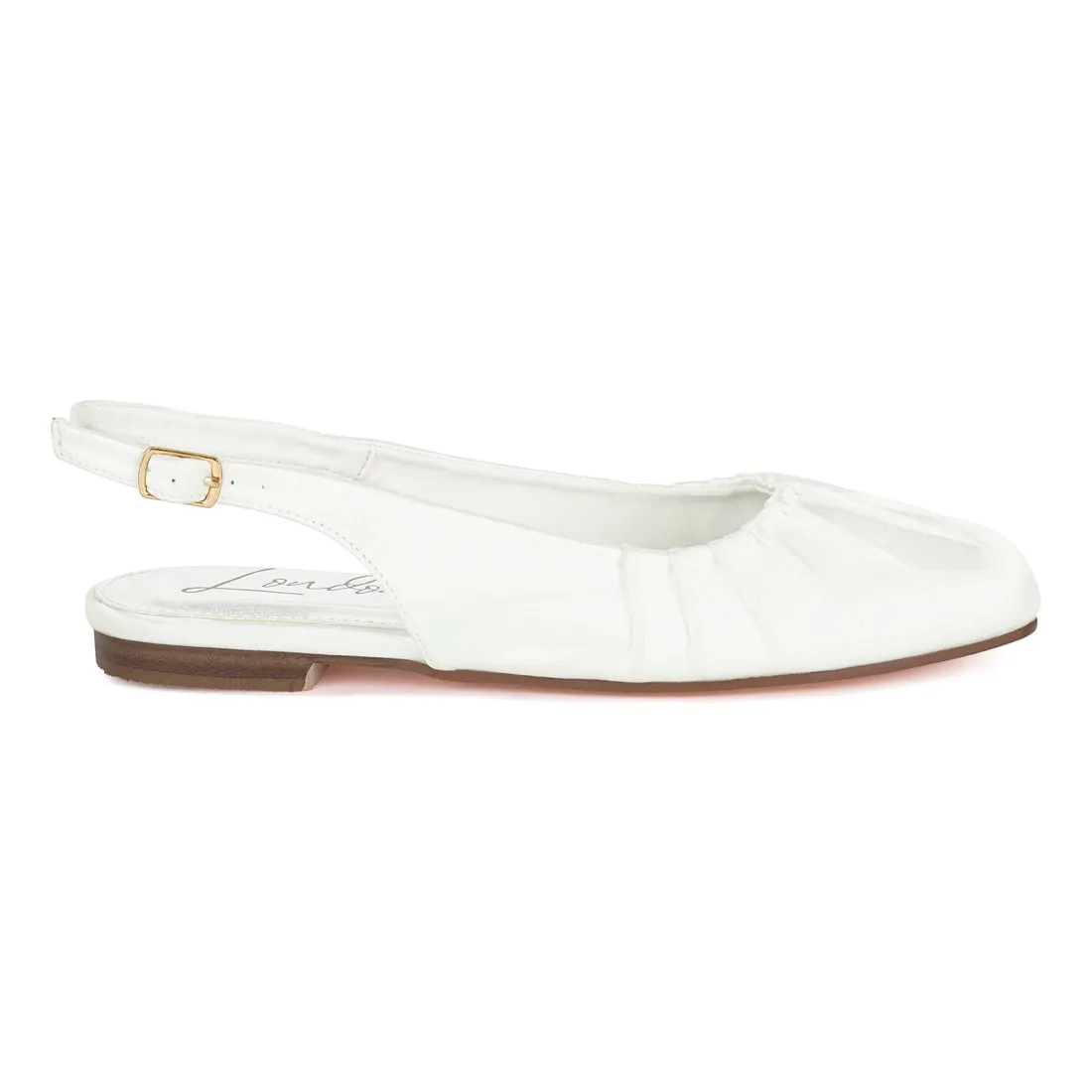 Satin Square Toe Flat Slingbacks