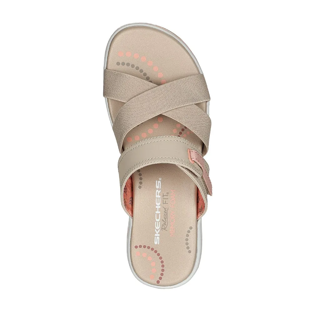 SKECHERS Women's Bayshore Take It Easy Sandal (Taupe)