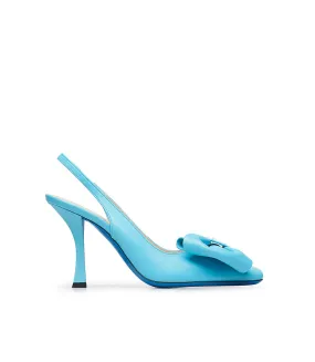 Tiffany blue nappa leather slingback pumps with bow and sequins