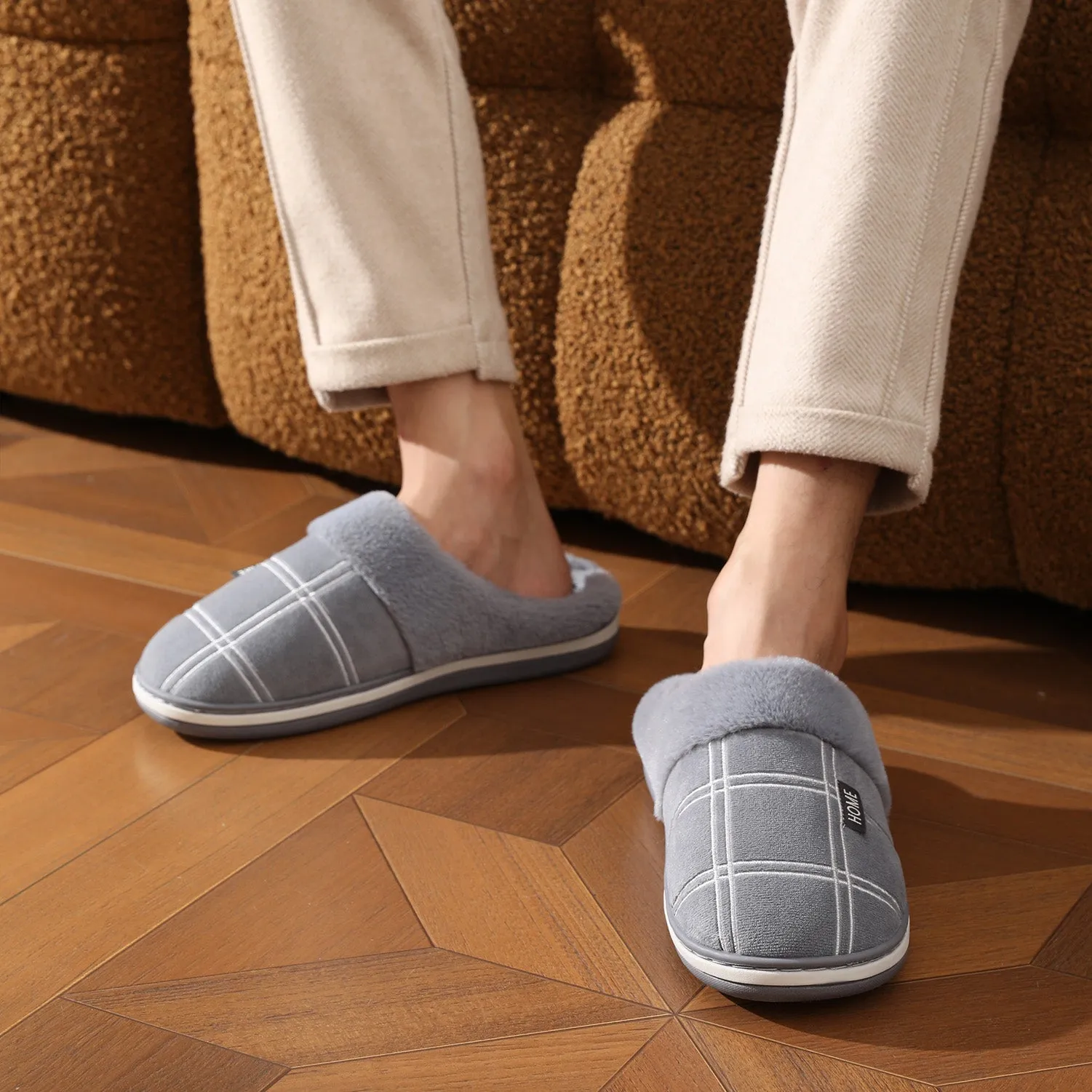 TPR Lightweight Slippers A | Winter Slippers for Men With Plaid