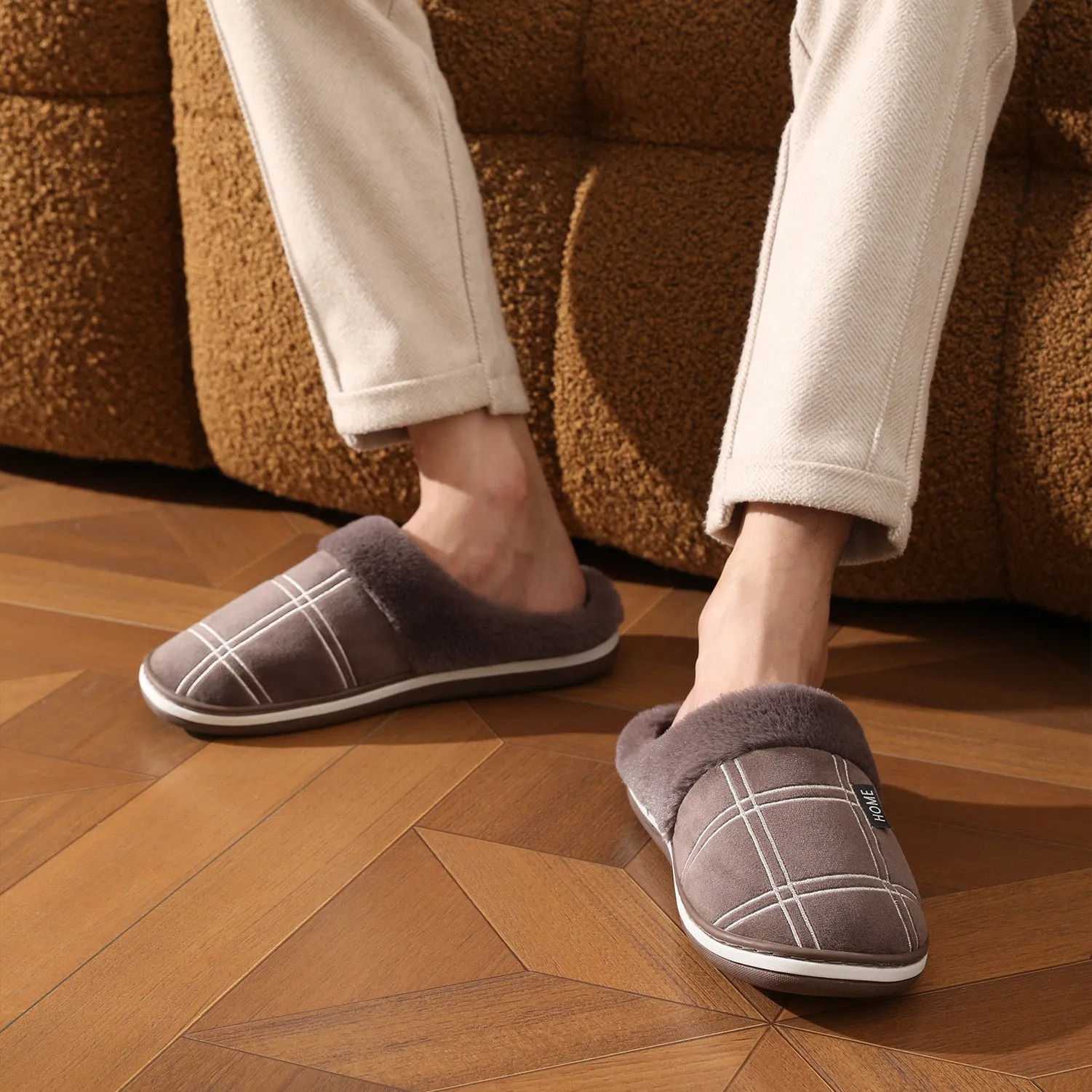 TPR Lightweight Slippers A | Winter Slippers for Men With Plaid