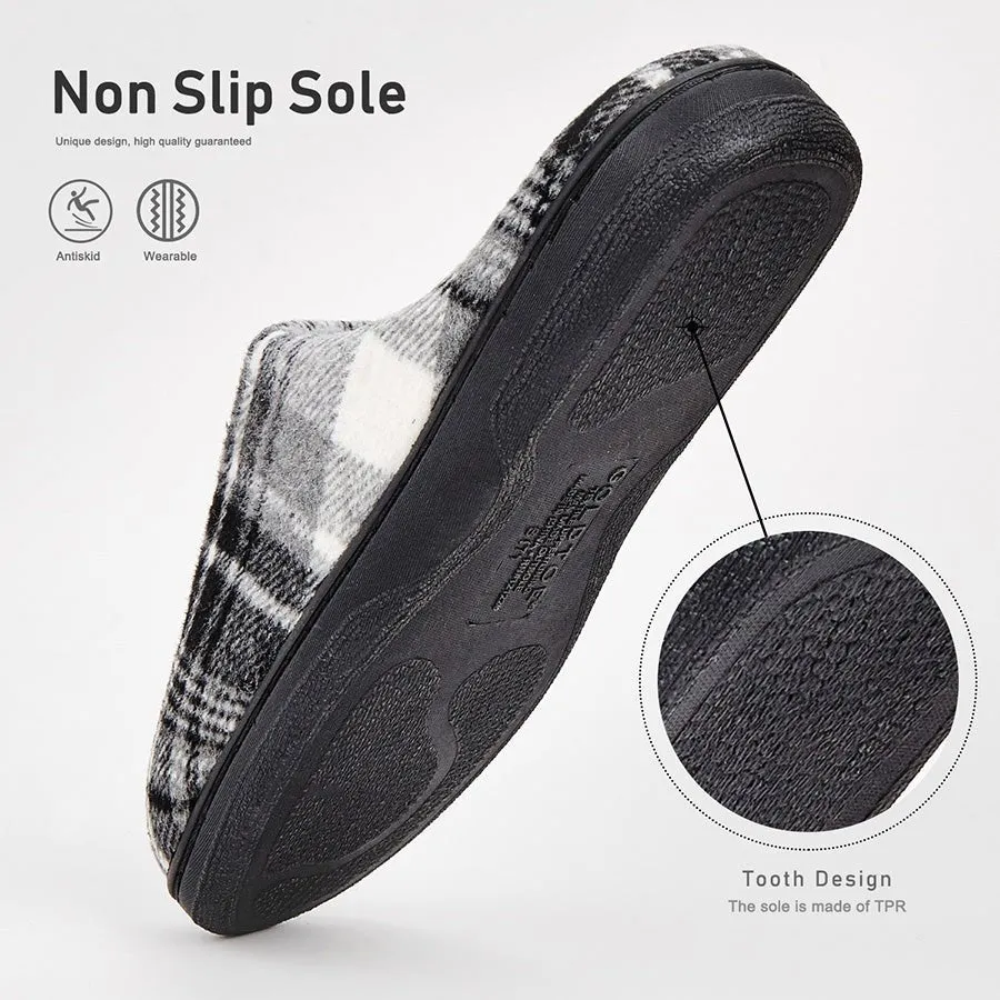 TPR lightweight slippers S | Fashionable Flano Plaid Mens Plush Wide Slippers