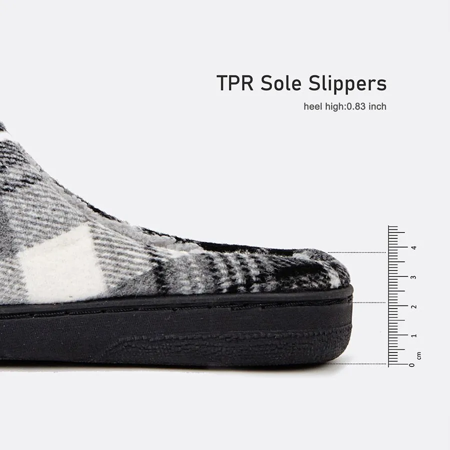 TPR lightweight slippers S | Fashionable Flano Plaid Mens Plush Wide Slippers