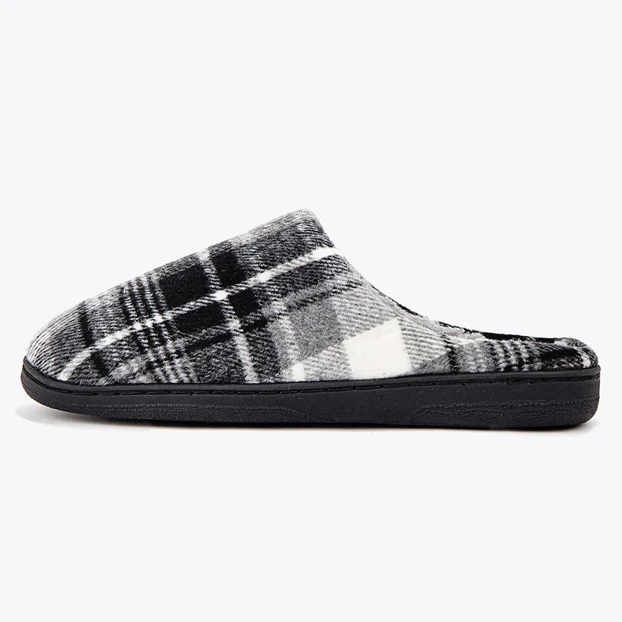 TPR lightweight slippers S | Fashionable Flano Plaid Mens Plush Wide Slippers
