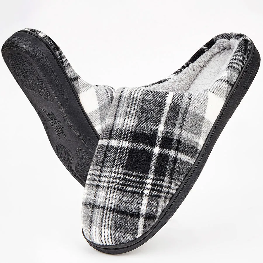 TPR lightweight slippers S | Fashionable Flano Plaid Mens Plush Wide Slippers