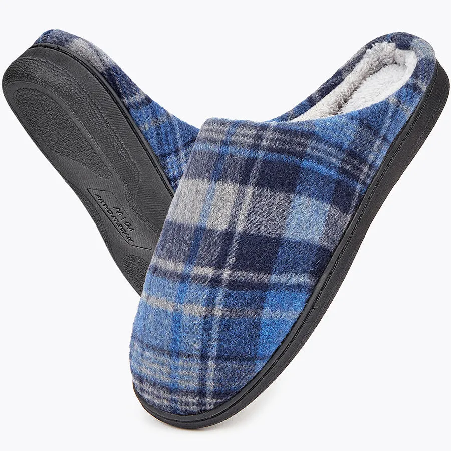 TPR lightweight slippers S | Fashionable Flano Plaid Mens Plush Wide Slippers