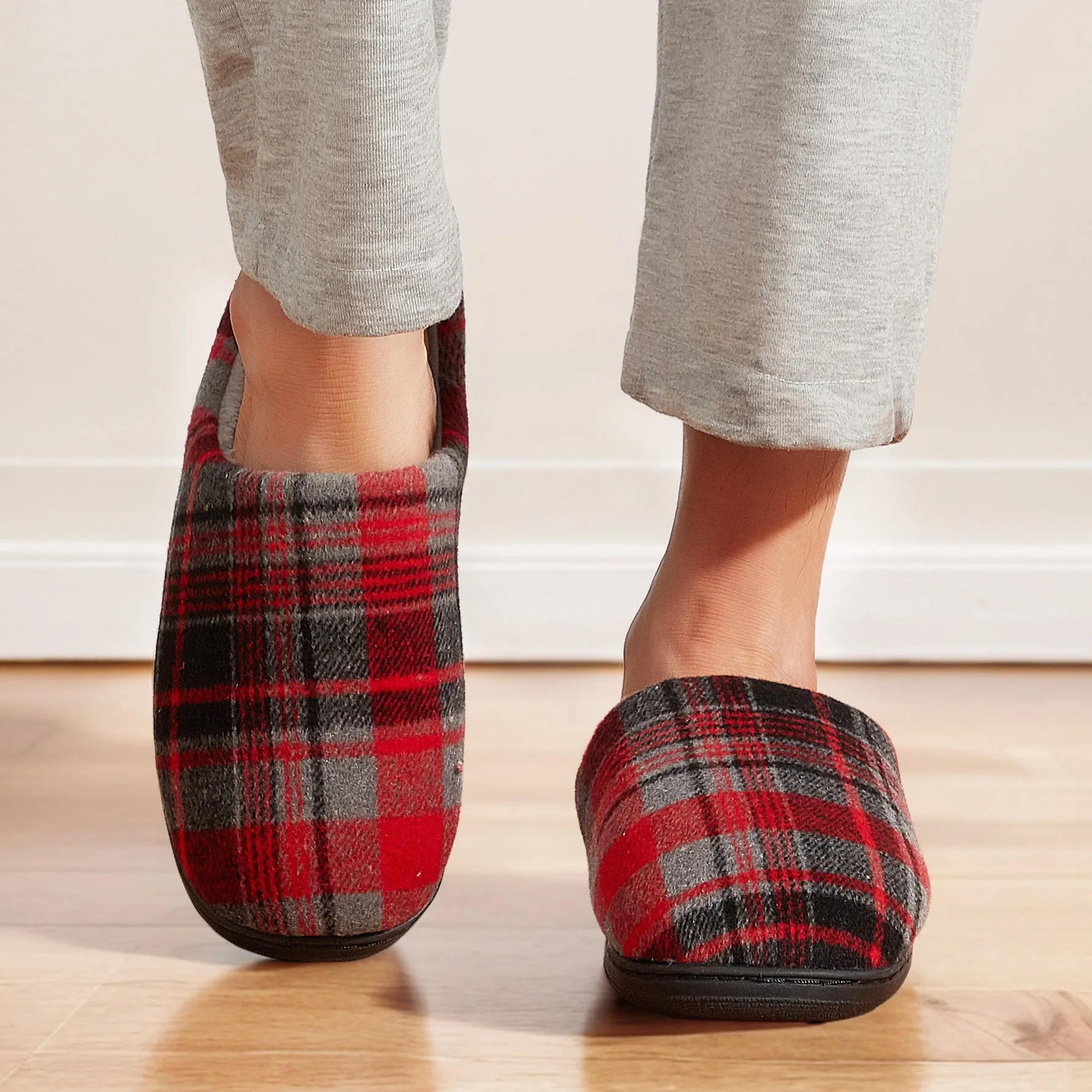 TPR lightweight slippers S | Fashionable Flano Plaid Mens Plush Wide Slippers