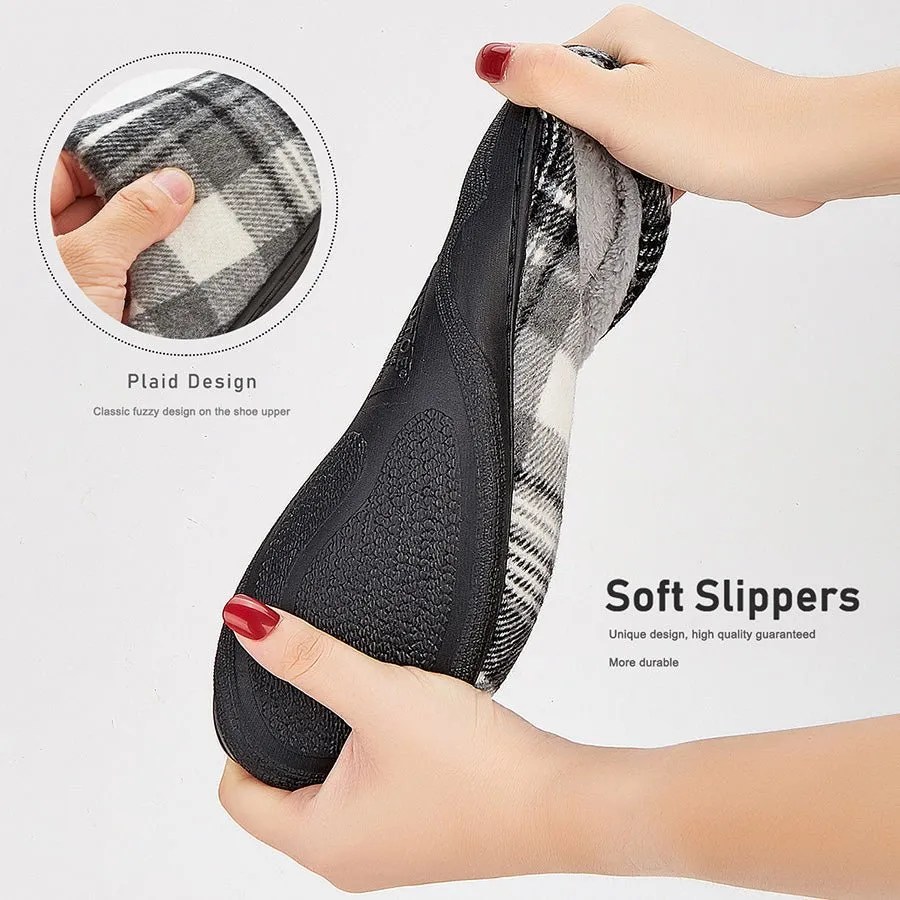 TPR lightweight slippers S | Fashionable Flano Plaid Mens Plush Wide Slippers