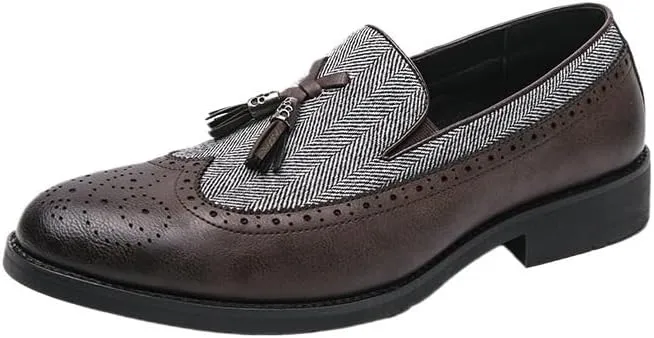 Two Tone Patchwork Slip On Men's Loafers Britain Fashion New Men Tassels Shoes Casual Dress Male Wedding Oxfords