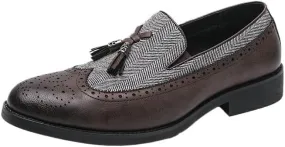 Two Tone Patchwork Slip On Men's Loafers Britain Fashion New Men Tassels Shoes Casual Dress Male Wedding Oxfords