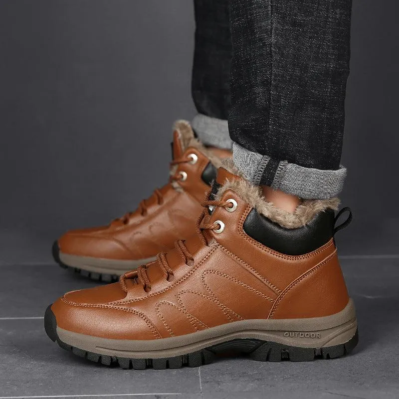 Warm Leather Shoes With Plush