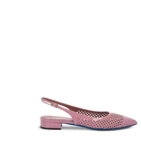 Wisteria patent leather flat slingback pumps