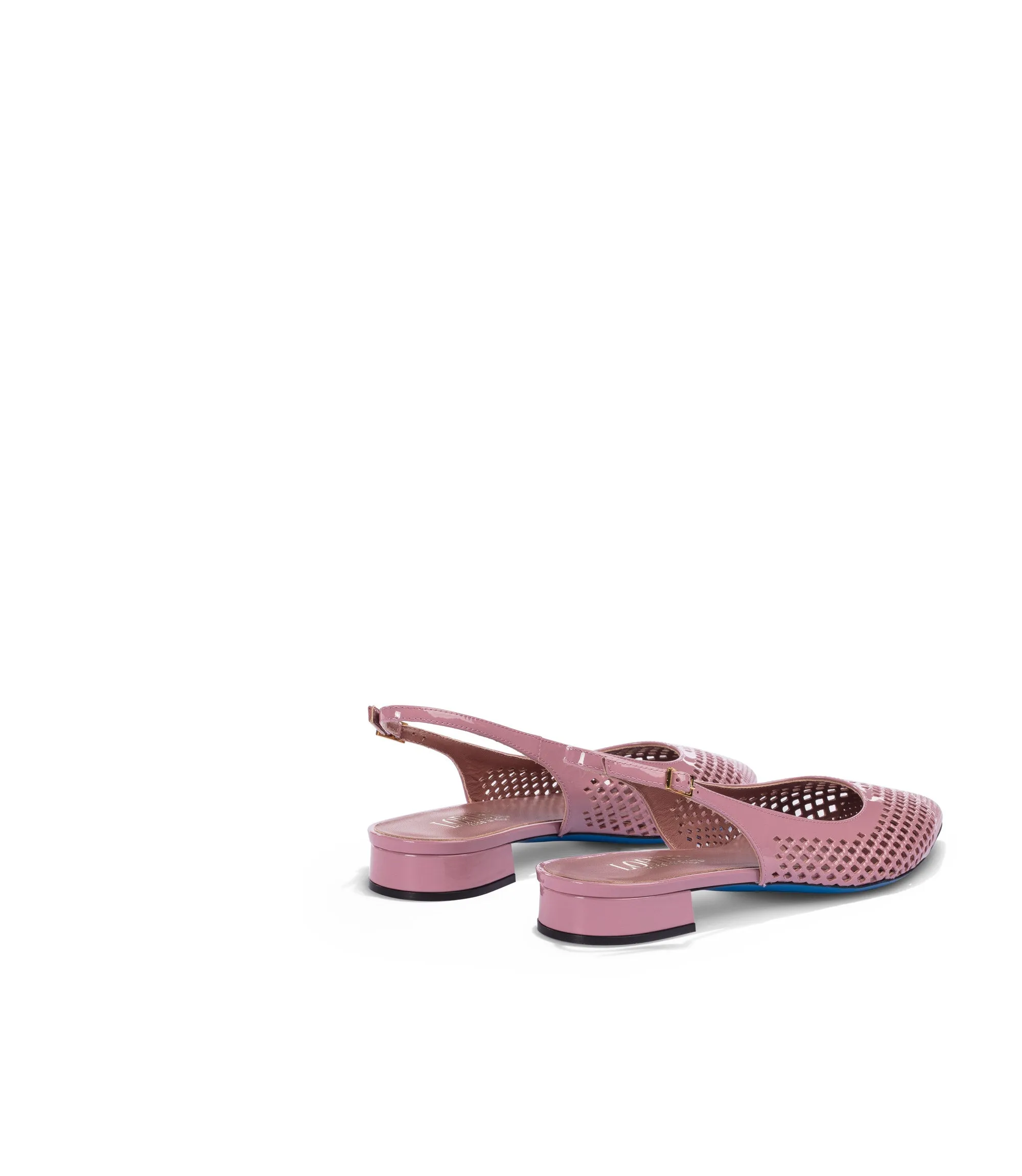 Wisteria patent leather flat slingback pumps